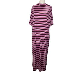 Lane Bryant Striped Mock Neck Short Sleeves Maxi Dress 18/20